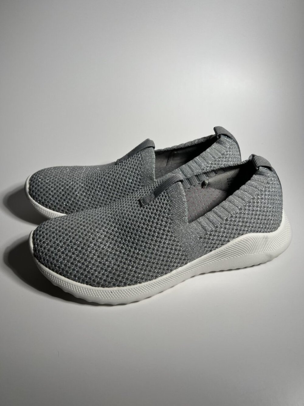 Aetrex Angie Gray White Knit Slip-On Sneakers Women’s Size 7 Comfort Shoes - Picture 5 of 13